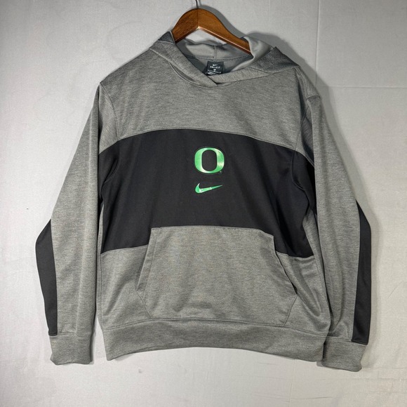 Nike Oregon Ducks Dri Fit Hoodie Gray Black Green Logo Athletic Mens M - Picture 2 of 5